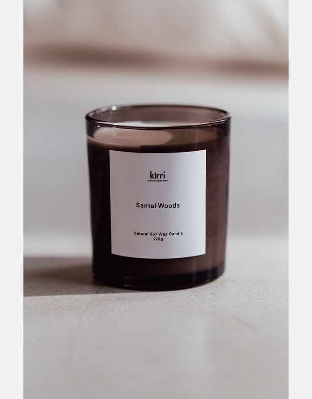 Kirri by Scent Australia Home - Santal Woods Candle 220g + Glass Cloche 220g
