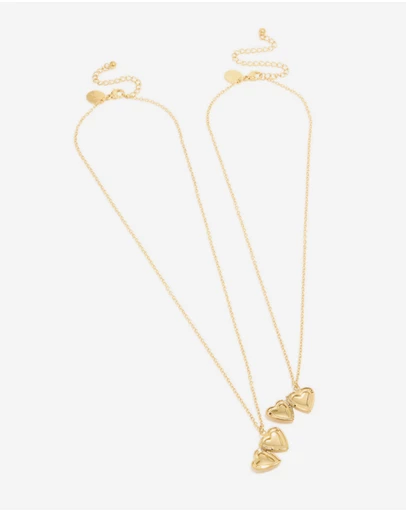 Lovisa - Waterproof Gold Plated Stainless Steel Heart Locket Necklaces 2-Pack