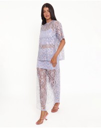 Petal & Pup - Yonder Sheer Lace Tee Top - Purple