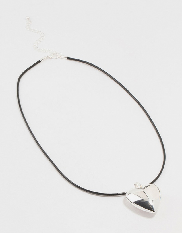 Lovisa - Silver Plated Heart Cord Necklace
