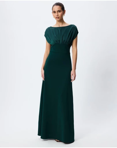 Tussah - Imogen Boat Neck Satin Maxi Dress