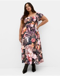 City Chic - Plus size Abbigail Bloom Print Maxi Dress - rose