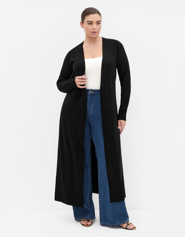 City Chic - Plus size Goldie Longline Cardigan - black