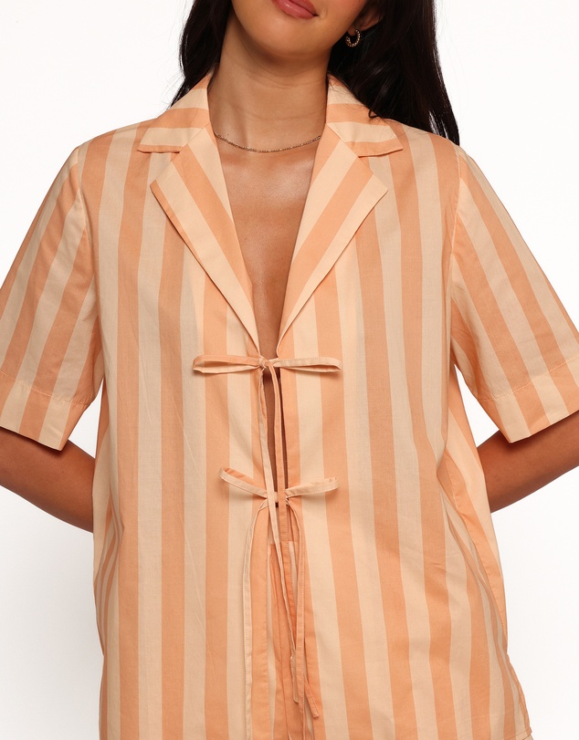 Petal & Pup - Essie Tie Front Shirt - Terracotta Stripe