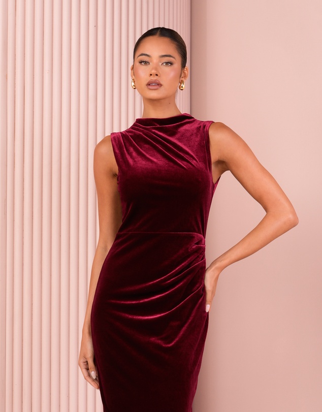 Azzurielle - Moriah High Neck Maxi Gown