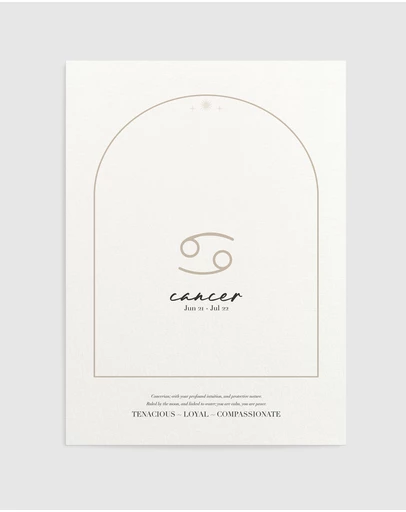 Olive et Oriel - Cancer Zodiac Art Print A3