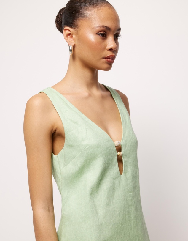 AERE - Fiora Linen Resin Trim Shift Dress