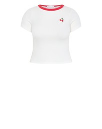 City Chic - Plus Size Cherry Tee - ivory