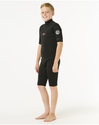 Rip Curl - Boys Dawn Patrol Short Sleeve 2mm Back Zip Spring Suit Wetsuit