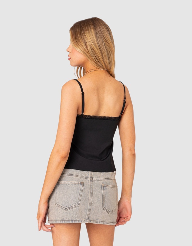 EDIKTED - Lace Trim Split Front Top