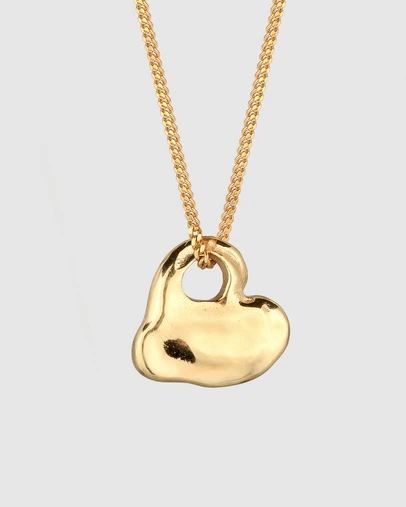Elli Jewelry - Organic Heart Necklace in Gold-Plated 925 Silver