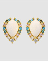 Georgini - GEORGINI WISTERIA CREATED OPAL FLORIBUNDA STUD EARRINGS GOLD