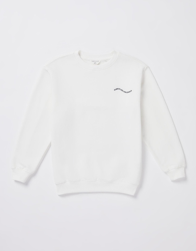 Subtitled - Teen Girls Oversized Wave Origin Fleece Crew Neck Jumper