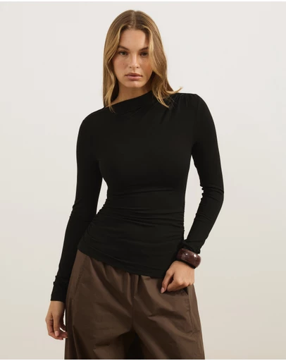 Atmos&Here - Poppy Asymmetrical Draped Jersey Top