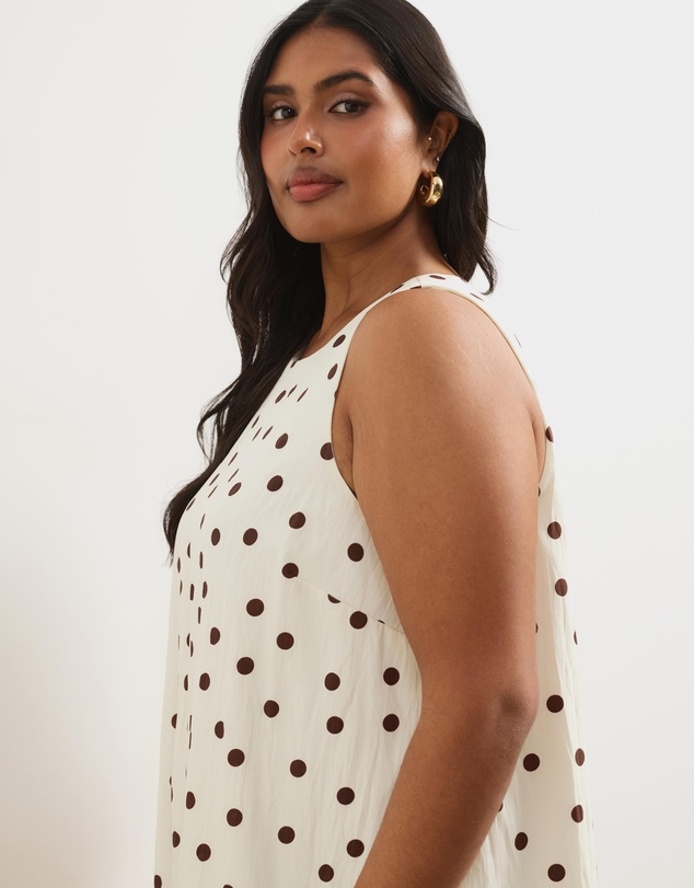 Atmos&Here Curvy - Polka Dot Mini Dress With Lace Trim