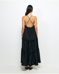 AERE - Ivara V-Neck Tiered Maxi Dress