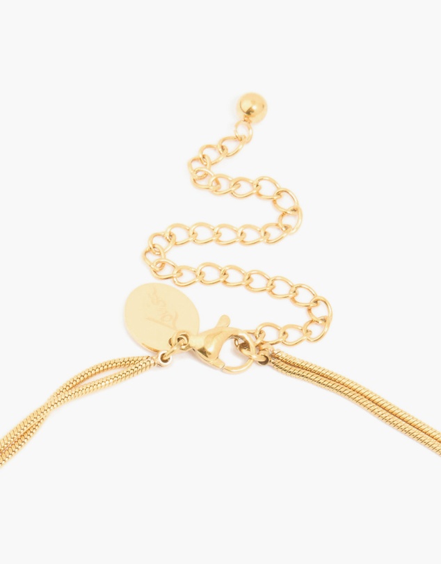 Lovisa - Waterproof Gold Plated Stainless Steel Snake Chain & Open Circle Pendant Layered Necklace