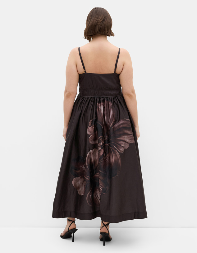 City Chic - Plus size Avana Statement Print Cotton Maxi Dress - chocolate
