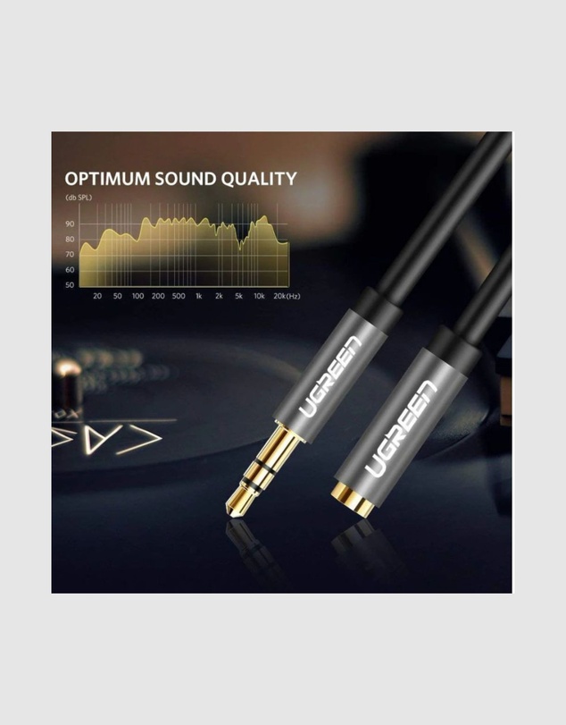 Ugreen - UGREEN 3.5mm Male to Female Audio Extension Cable – 3m Black Aluminum Alloy Tangle-Free