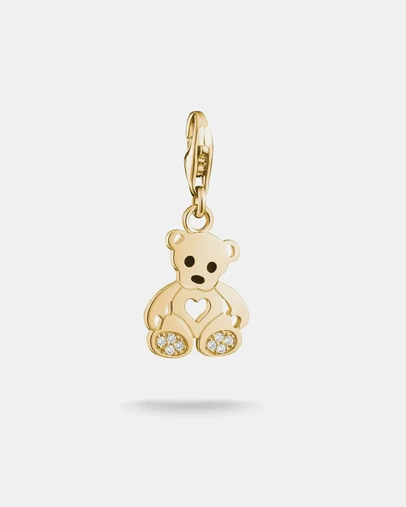 THOMAS SABO - Gold-Plated Teddy Bear Charm with White Zirconia