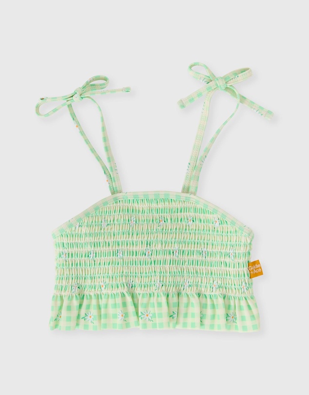 Goldie + Ace - Gingham Daisy Shirred Bikini Top - Babies-Kids