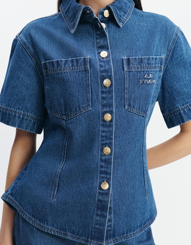 Aje Studio - Kendall Denim Belted Shirt