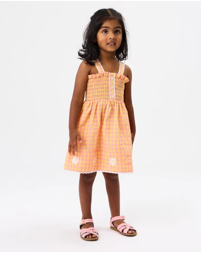 Goldie + Ace - Shirred Sherbet Check Dress - ICONIC EXCLUSIVE - Babies-Kids