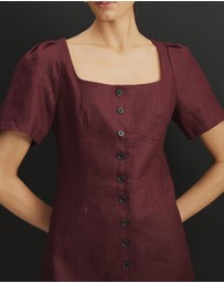 AERE - Audrey Linen Bodice Detail Mini Dress