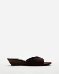 Atmos&Here - Tulum Peep Toe Suede Wedge Sandals