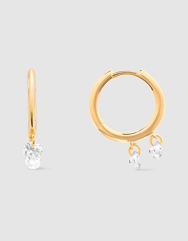 Wanderlust + Co - Glimmer Gems 14K Gold Vermeil Huggie