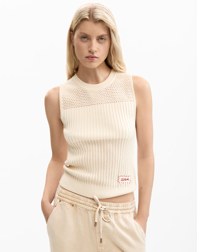 Desigual - Crochet T-shirt with embroidery