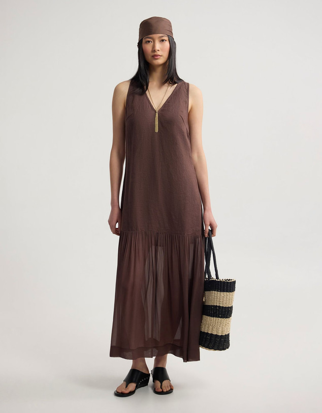 Oxford - Fenna Linen And Georgette Dress