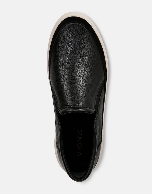 Vionic - Kearny Platform Slip-On Casual Sneaker - Black Leather