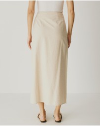 Atmos&Here - Alva Linen Blend Wrap Midi Skirt