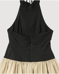 Revibe - Repaired Shona Joy Campbell Contrast Halter Neck Midi Dress - AU 14