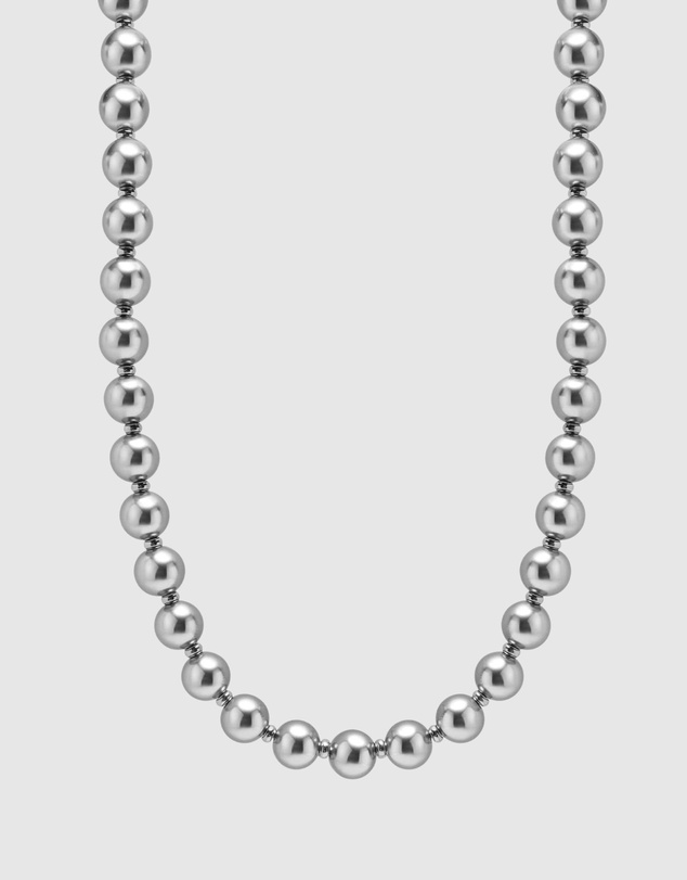 Nialaya Jewellery - 10mm Metallic Pearl Necklace with Silver