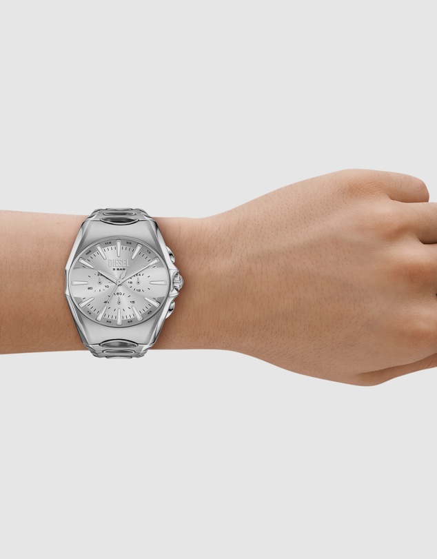 Diesel - D-Curve Silver Tone Chronograph Watches