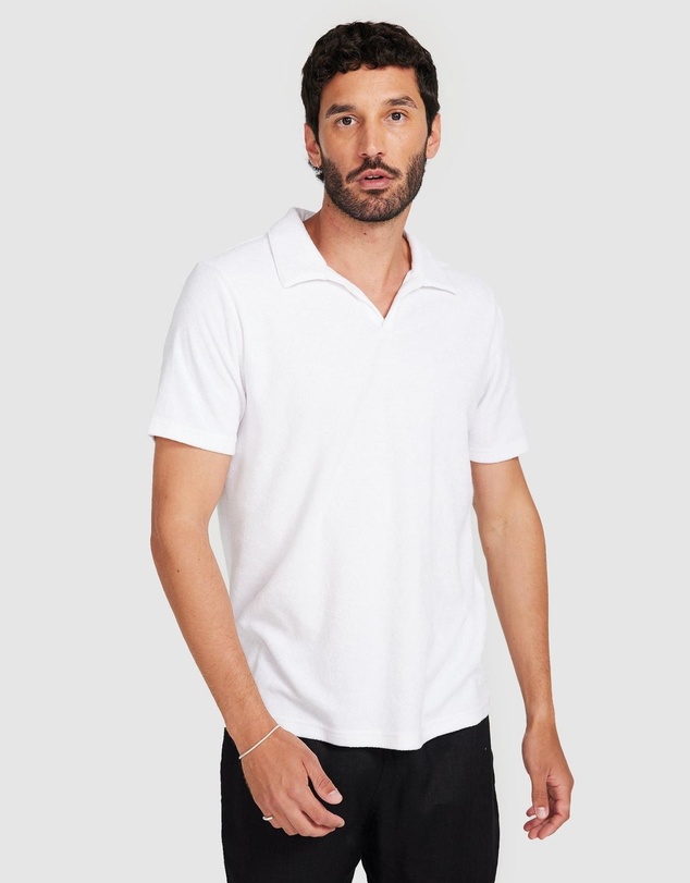 Vacay Swimwear - White Terry Polo