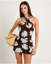Subtitled - Kay  Keyhole Linen Mini Dress