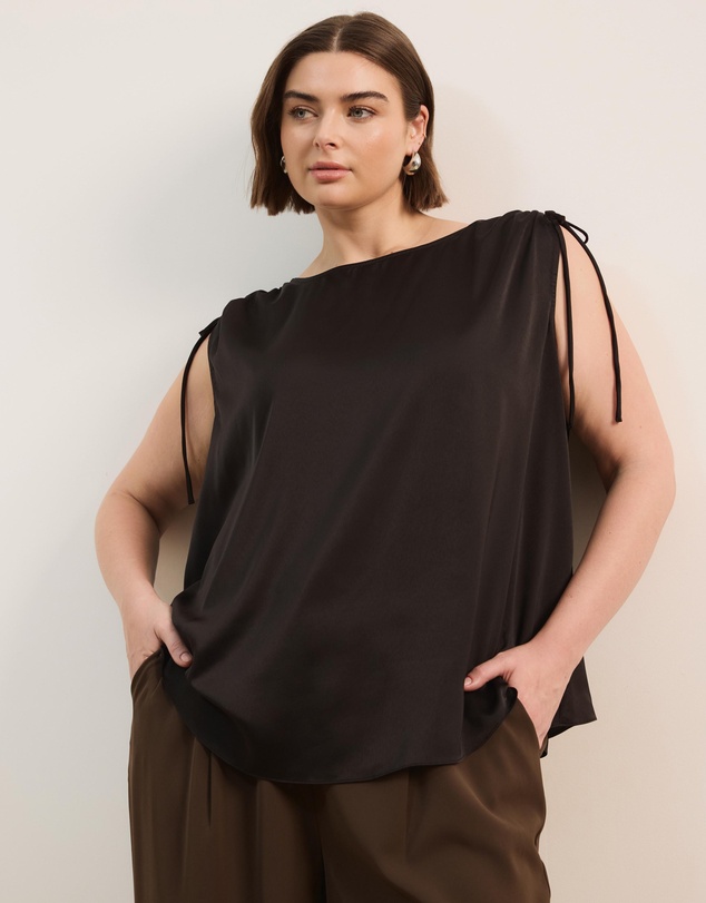 Atmos&Here Curvy - Ava Satin Tie Detail Top