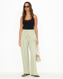 Dazie - Nina Stripe Double Waist Band Pants
