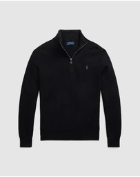 Polo Ralph Lauren - Mesh-Knit Cotton Quarter-Zip Sweater