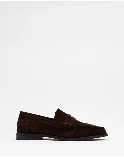AERE - Suede Penny Loafers - Men's