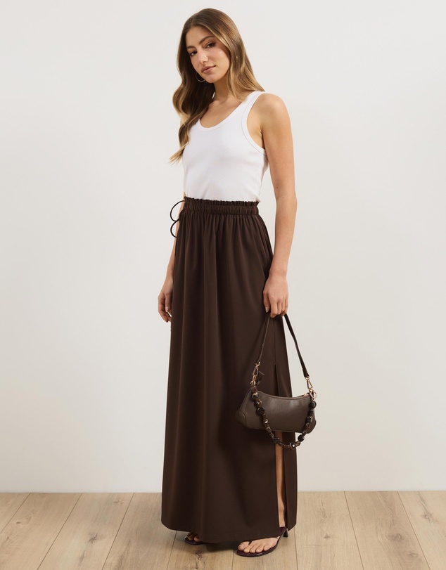 Atmos&Here - Rhea Drapey Maxi Skirt with Tie Detail at Waist