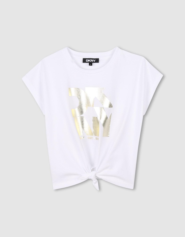 DKNY - Glossy Logo Short Sleeve T-Shirt - Kids-Teens