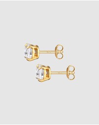 Kuzzoi - ICONIC EXCLUSIVE - Earrings Men Ear Studs Round Timeless with Crystals in 925 Sterling Silver Gold Plated