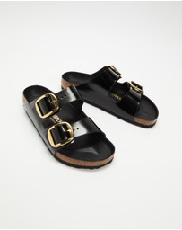 Birkenstock - Arizona Big Buckle Natural Leather Patent Nappa Glamour - Women's