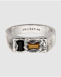 Haze & Glory - ICONIC EXCLUSIVE - Ring Men Signet Tigers Eye Onyx 925 Sterling Silver