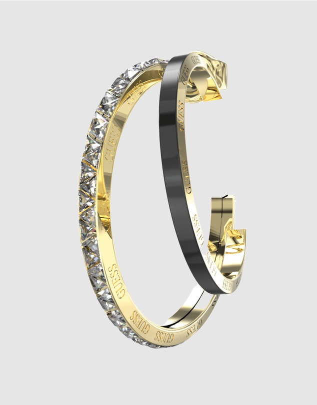 GUESS - Gold-Tone Trinity Double Hoop Earrings