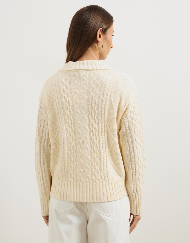 Atmos&Here - Faye Cable Knit Pullover With Collar